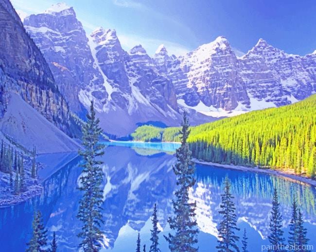 A Lake Near The Himalayas Painting By Numbers Kits