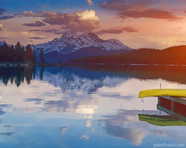 Snowy Mountain And Trees Painting By Numbers Kits