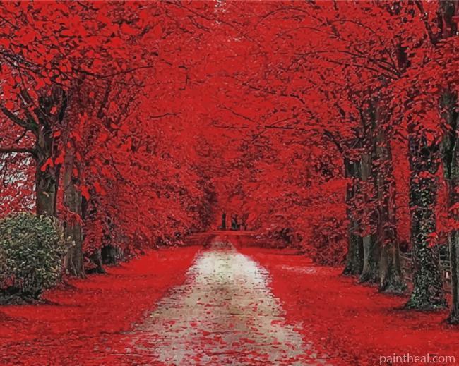 Trees Red Path Painting By Numbers Kits