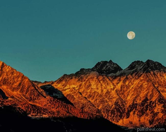 Mountains and Moon Painting By Numbers Kits