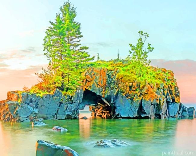 Rock Island With Window Arch Painting By Numbers Kits