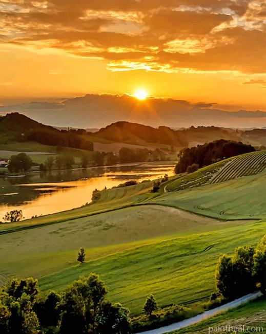 Afternoon Sunset Nature Painting By Numbers Kits