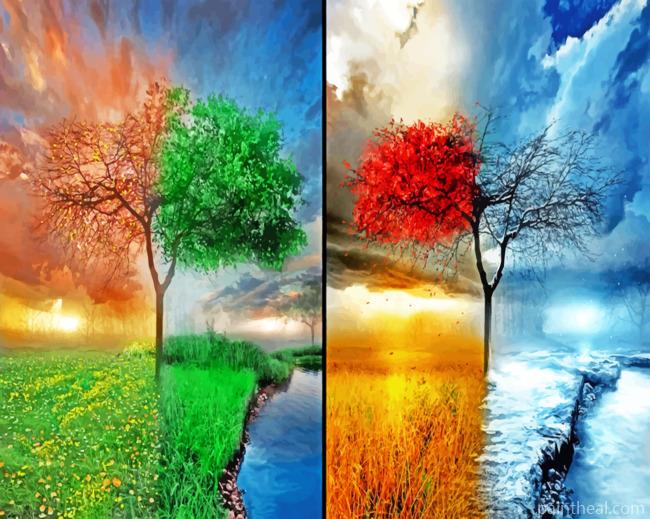 Aesthetic Four Seasons Painting By Numbers Kits