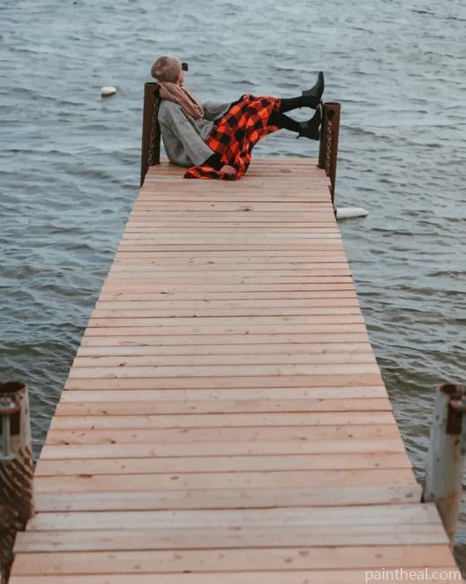 Woman Sitting Near To Lake Painting By Numbers Kits