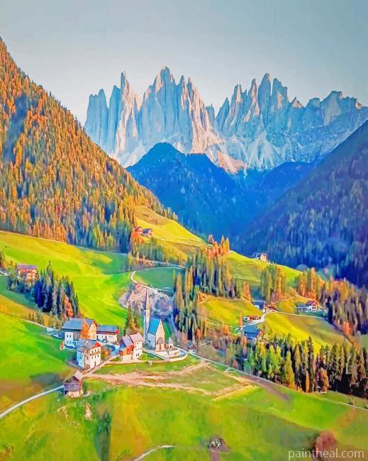 Italy Val Di Funes Painting By Numbers Kits