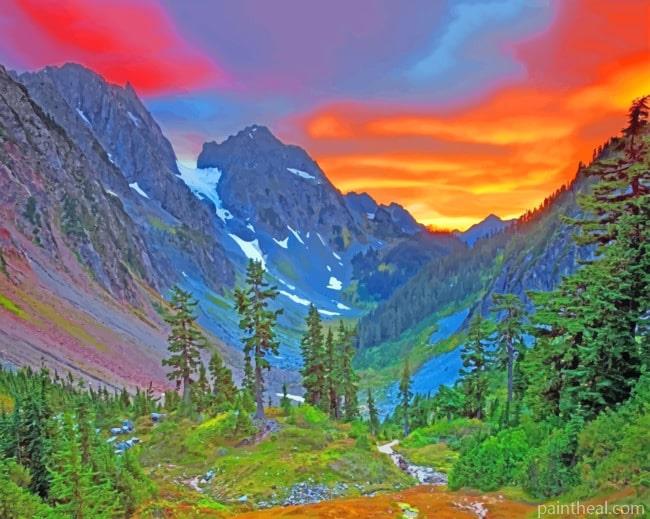 Sunset Over Swiss Alps Painting By Numbers Kits