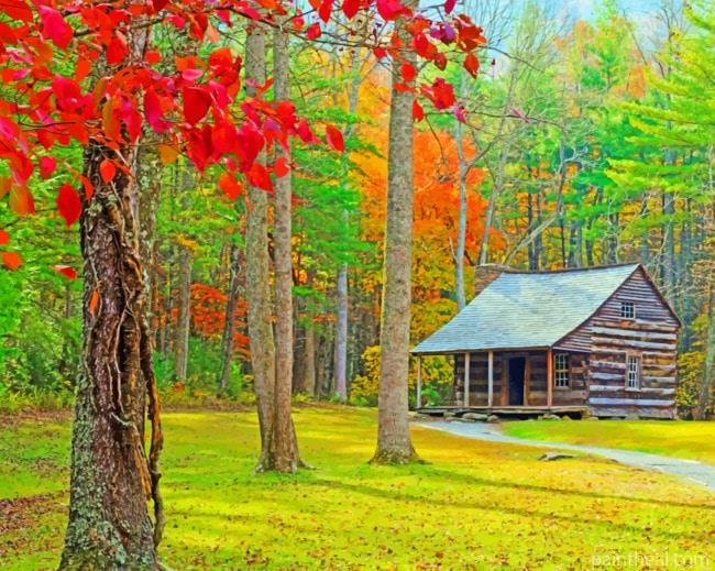 Isolated Wooden Cabin Painting By Numbers Kits