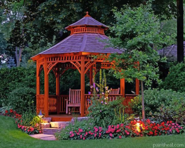 Aesthetic Brown Gazebo Painting By Numbers Kits