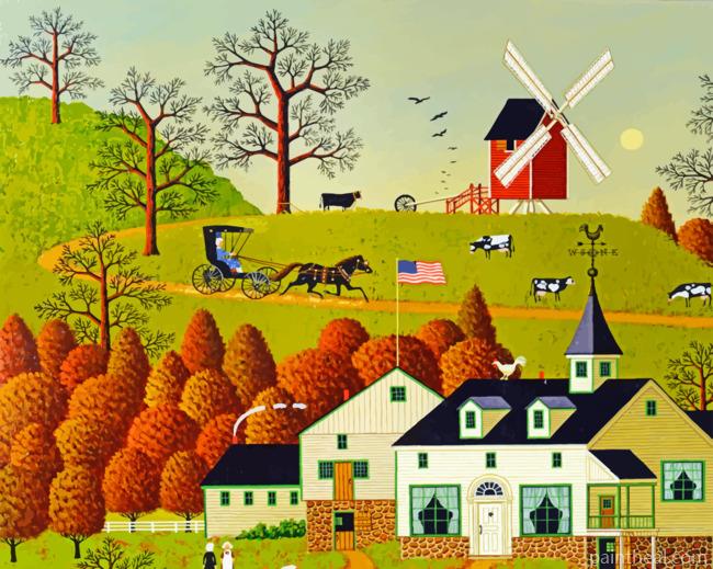Charles Wysocki Windmill Painting By Numbers Kits