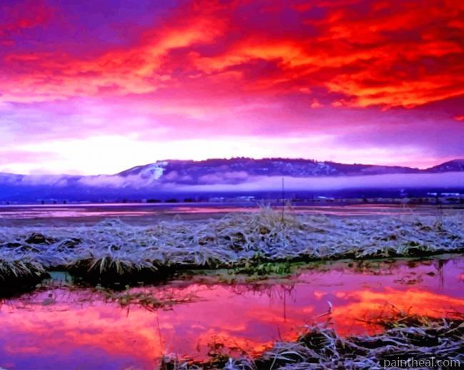 Aesthetic Red Sky Painting By Numbers Kits
