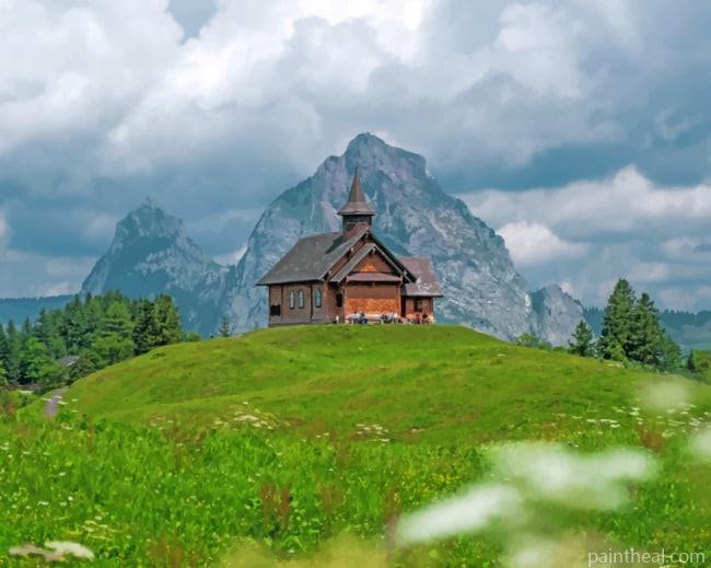 Wooden Cabin In Landscape Painting By Numbers Kits