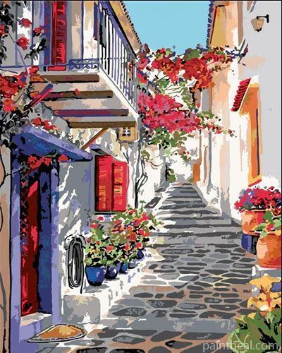 Alley in Athens Painting By Numbers Kits