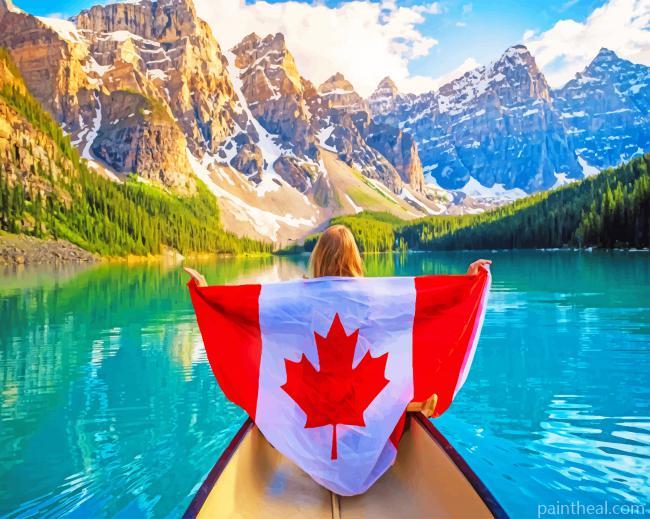 Canada Flag In Banff National Park Painting By Numbers Kits