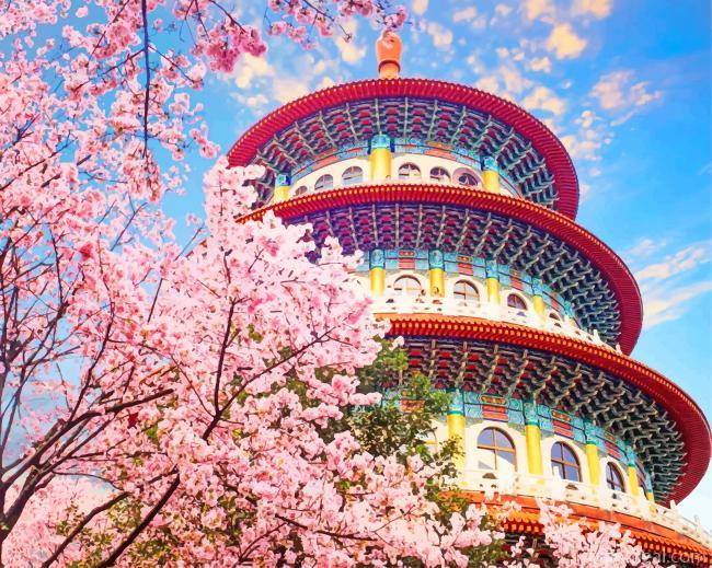 Tianyuan Tower Palace Painting By Numbers Kits