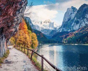 Beautiful Mountain Lake Road Painting By Numbers Kits
