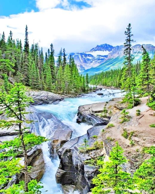 Mistaya Canyon Canada Painting By Numbers Kits