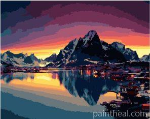 Sunset on Mountain Lake Painting By Numbers Kits