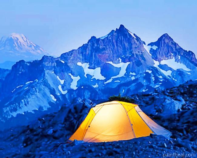 Tent In Mountain Landscape Camping Painting By Numbers Kits