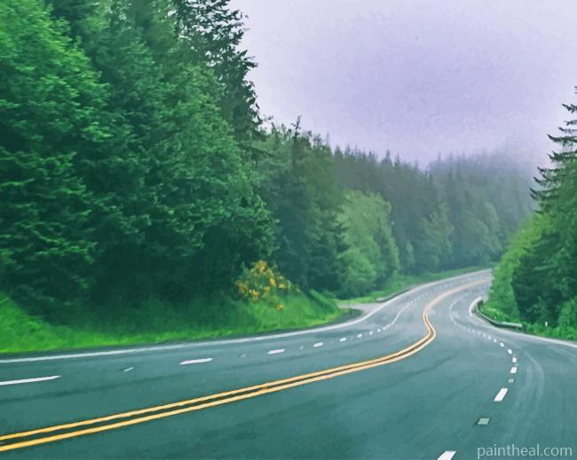 Highway Through Forest Painting By Numbers Kits