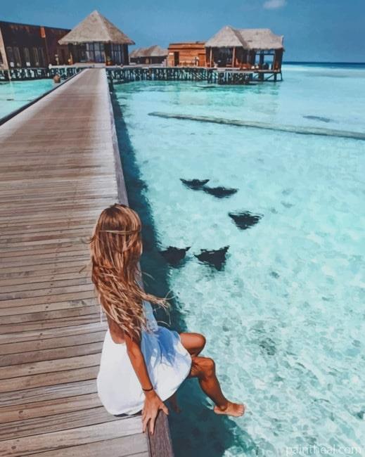 Girl In Bora Bora Island Painting By Numbers Kits