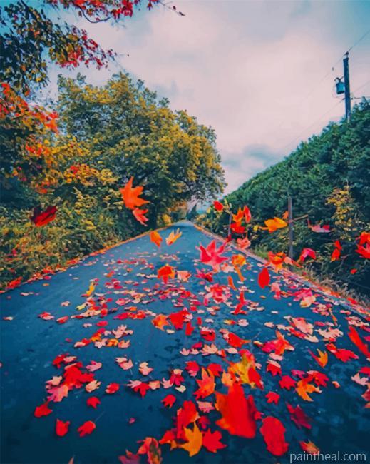 Autumn Leaves On The Road Painting By Numbers Kits