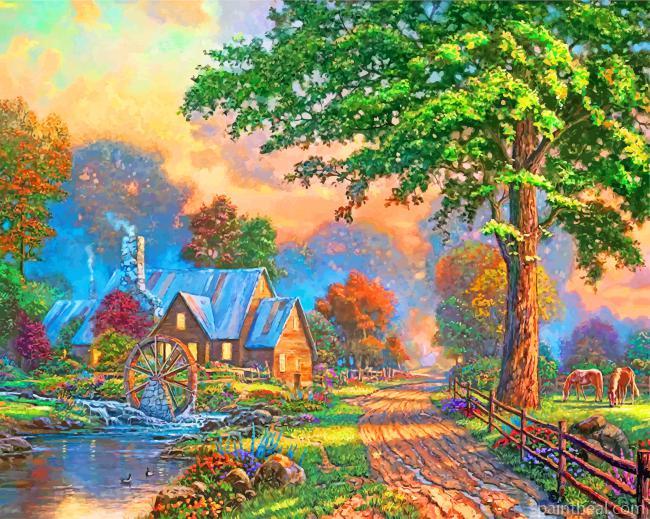 Sweetheart Cottage Thomas Kinkade Painting By Numbers Kits