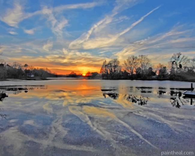 Delaware Sunset Reflection Painting By Numbers Kits