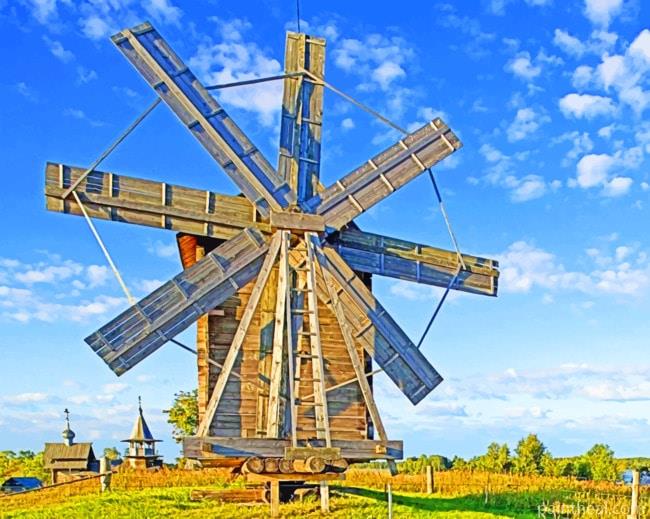 Windmill In Farmlands Painting By Numbers Kits