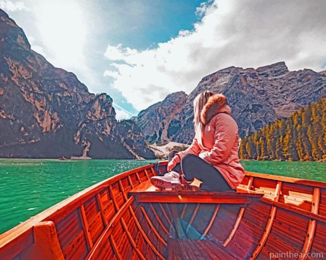 Woman Sitting On Boat Painting By Numbers Kits