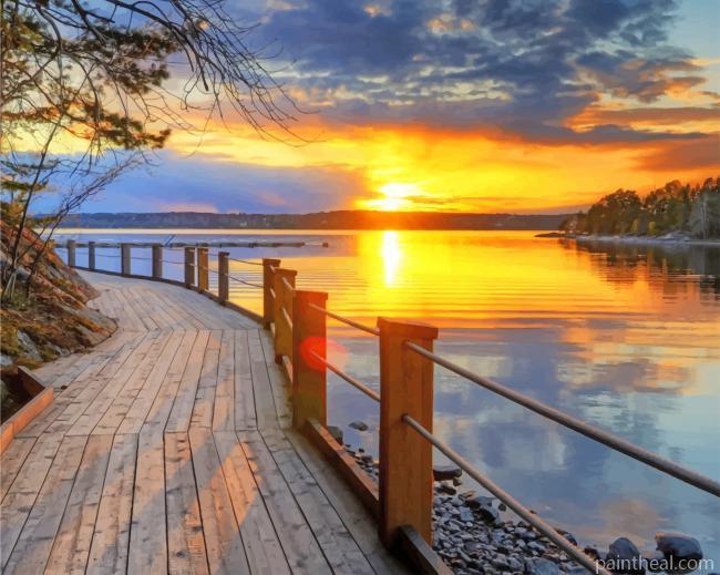 Sunset Ocean Beautiful Scenery Painting By Numbers Kits