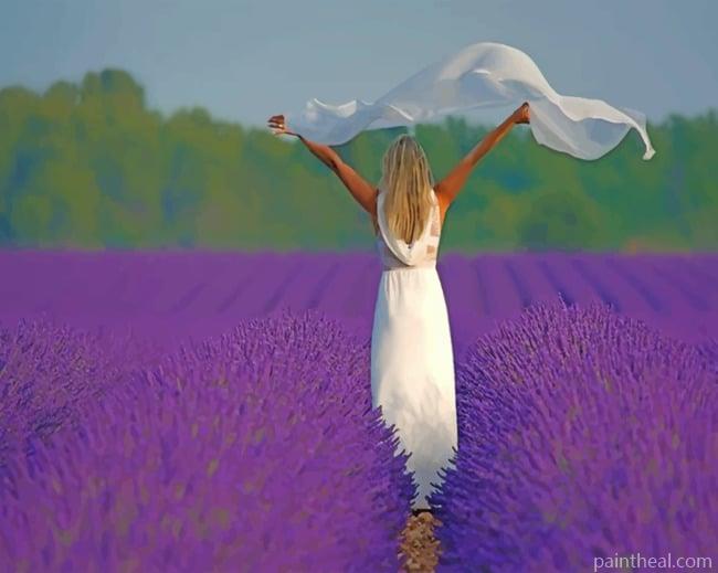 Woman In A Purple Field Painting By Numbers Kits