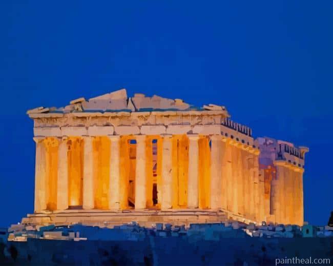 Acropolis Of Athens By Night Painting By Numbers Kits