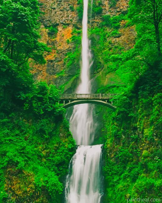 Green Nature Waterfall Painting By Numbers Kits
