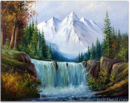 Snow Mountain Waterfall Painting By Numbers Kits
