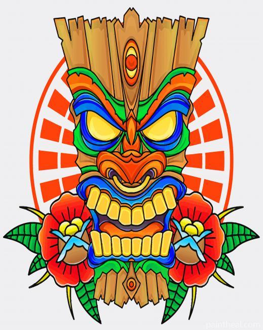 Wooden Tiki Mask Painting By Numbers Kits