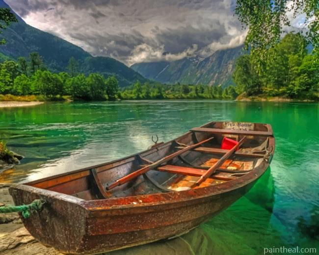 Norway River Boat Painting By Numbers Kits