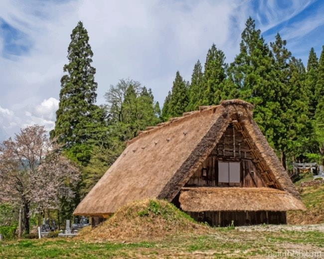 Japan House In Shirakawa Village Painting By Numbers Kits