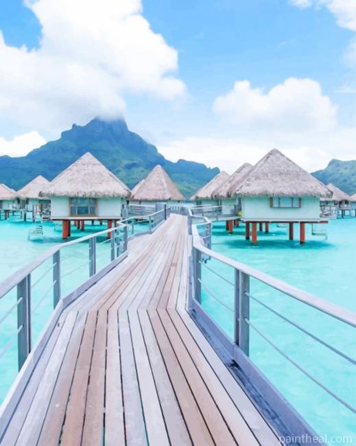 Mount Otemanu Bora Bora Sea Painting By Numbers Kits