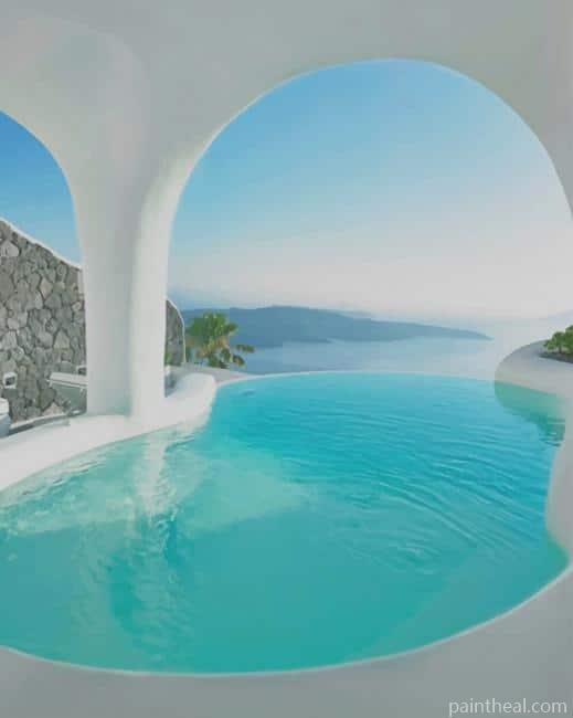 Swimming Pool in Greece Painting By Numbers Kits
