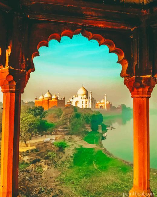 Taj Mahal Garden India Painting By Numbers Kits