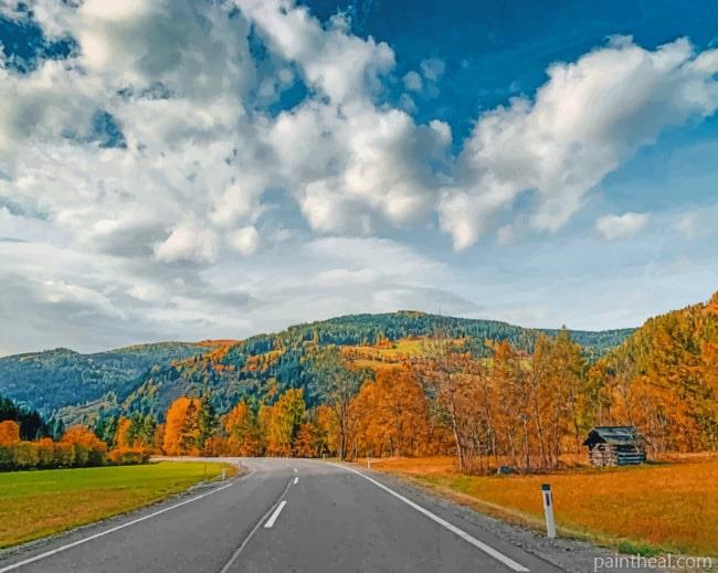 Autumn Road In Austria Painting By Numbers Kits