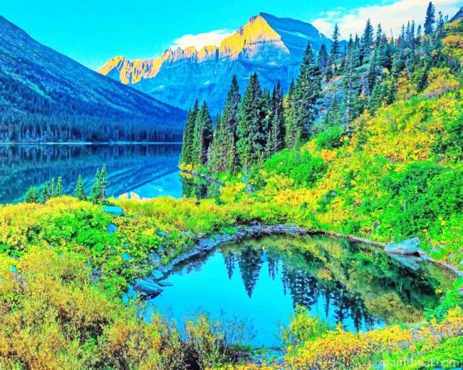 Mountain Scenery Glacier National Park Painting By Numbers Kits