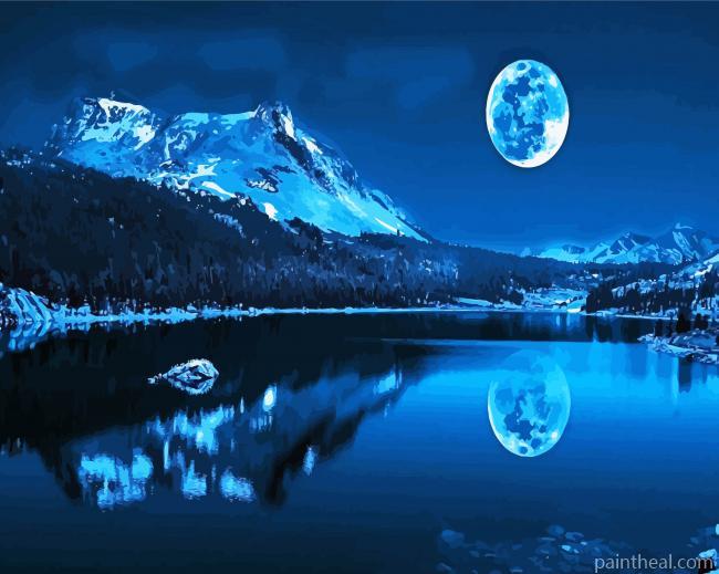 Snowy Forest At Night Painting By Numbers Kits