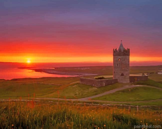 Doonagore Castle Sunset Painting By Numbers Kits