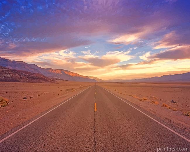 Empty Road Purple Sky Painting By Numbers Kits