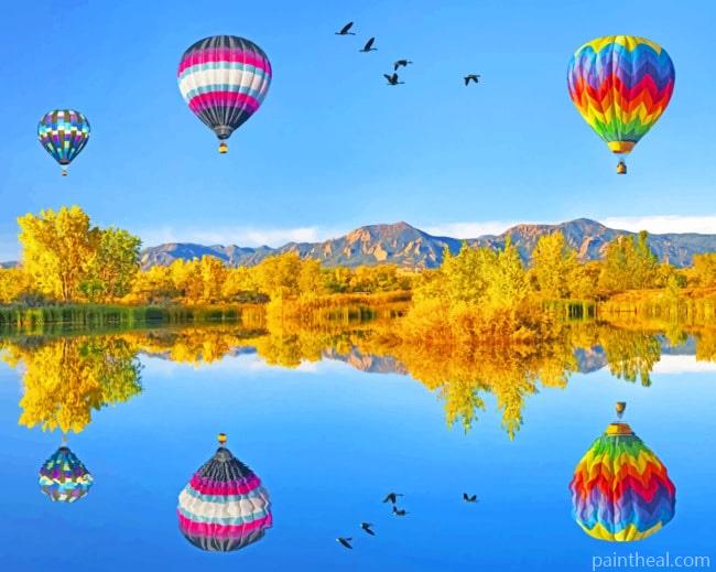 Reflected Hot Air Balloons Painting By Numbers Kits