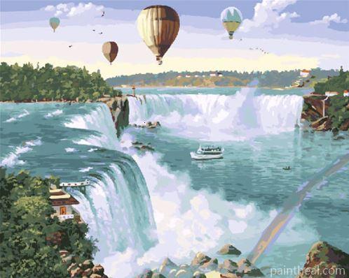 Hot Air Balloon Niagara Falls Painting By Numbers Kits