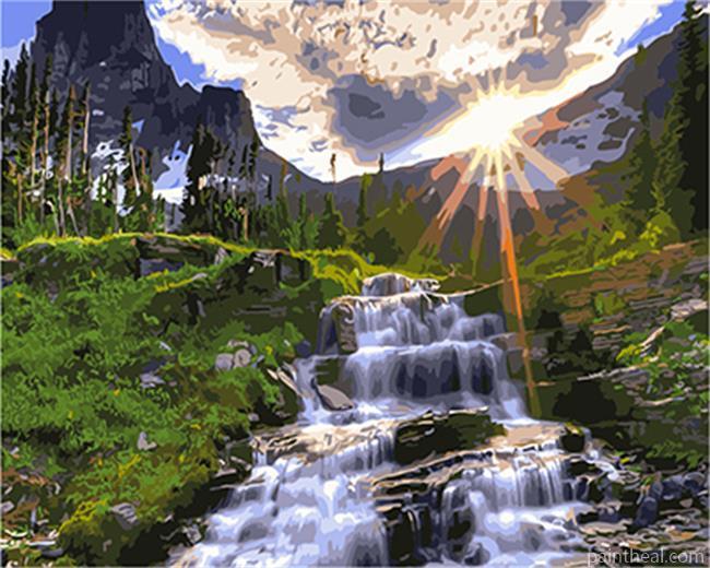 Nature Forest Waterfall Painting By Numbers Kits