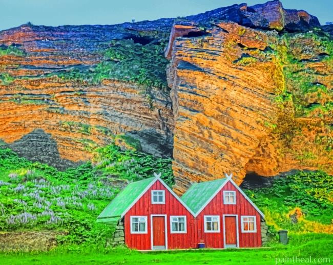 Isolated Red Houses Painting By Numbers Kits
