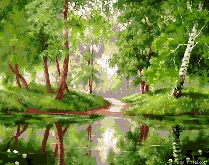 Nature Woodland Pond Painting By Numbers Kits